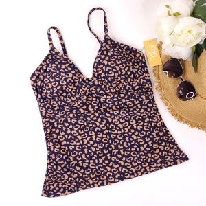 Kona Sol Animal Print Tankini Top NWT